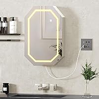 Medicine Cabinets with Mirror, Modern Wall-Mounted Cabinet for Bathroom, Wall Cabinet with LED Lights, USB Port, 22.4x14.6x3.9 in
