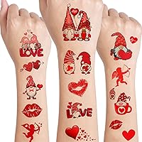 12 Sheets Valentine's Day Temporary Tattoos for Kids Women, Valentine's Day Party Supplies Red Heart Love Lip Cupid Fake Tattoos Valentines Day Party Favors Stickers Party Games Gifts Decorations