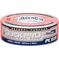 Shurtape Duck Pro General Purpose Grade, Specialty Grade, Fluorescent Cloth Duct Tape for Labeling, Floor Marking and Book-Binding, 48mm x 60yd, 9.0 mil, Fluorescent Orange, 1 Roll (105451)