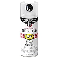 Rust-Oleum 376885 Stops Rust Custom Spray 5-in-1 Spray Paint, 12 oz, Gloss Clear