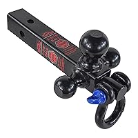 Recovery Shackle Ball Hitch Mount w/Triple (3) Tow Ball, 2-in Shank, Multi Fit for 2 inch Trailer Hitch Receiver Box