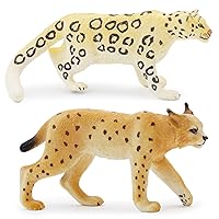 Gemini&Genius Forest Animals Toy Figures, Woodland Lynx, Snow Leopard Toys, Wildlife Carnivore Animal Figurines Education Toy Birthday Gifts for Kids Toddlers, Cake Toppers and Baby Shower (2Pcs)