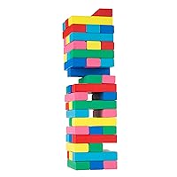 Classic Wooden Blocks Stacking Game with Colored Wood and Carrying Bag for Indoor and Outdoor Play for Adults, Kids, Boys and Girls by Hey! Play!