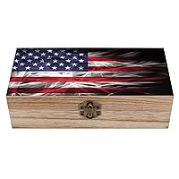 American Flag Decorative Wooden Storage Box Jewelry Organizer Craft with Lids Home Decor