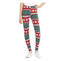 Womens Juniors Holiday Candy Cane Fitness Leggings Red S
