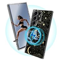 Design for Samsung Galaxy S22 Ultra Case with Screen Protector [Compatible with MagSafe] Magnetic Clear Slim-fit Soft Bumper Phone Case for Galaxy S22 Ultra (6.8 inch), Moon Star