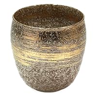 CtoC JAPAN Shochu Cup, Multi, φ3.5 x 3.5 inches (9 x 9 cm), 12.5 fl oz (370 cc), Brown Blowing Gold (Miyabi Brush), Pottery Kiln, Arita Ware Made in Japan