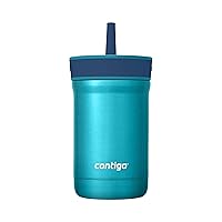 Contigo Leighton Kids Water Bottle with Spill-Proof Lid & Straw, 12oz Water Bottle with Straw for Kids Keeps Drinks Cold up to 13 Hours, Great for School, Travel, & Home, Juniper/Blueberry