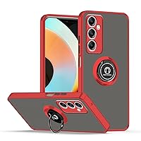 Compatible with Translucent Samsung Galaxy A55 5G Case with 360° Rotatable Ring Stand, Samsung A55 5G Phone Case Magnetic Matte Shockproof Cases Protective (Red)