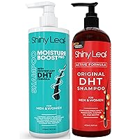 Shiny Leaf Moisture Boost Pro and DHT Original Shampoo, 16 fl. oz each, for Women and Men, Everyday Use, No Harsh Chemicals, Damaged Hair Combo