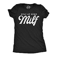 Womens Funny T Shirts Stay at Home Milf Sarcastic Graphic Tee for Ladies