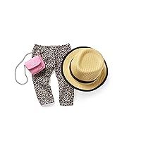American Girl Truly Me 18-inch Doll Accessories Leopard-Print Pants, Pink Pants, and Straw Hat with Ribbon, For Ages 6+