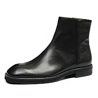 Chelsea Boots Men Black Dress Handmade Leather Formal Zipper Boots Fashion Casual Ankle Boots for Men