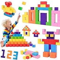 cossy 56PCS Magnetic Blocks, 1 inch Magnetic Cubes for Kids, Building Blocks for Toddlers, Preschool Educational Construction Kit, Sensory Montessori Toys Blocks for 3 4 5 6 7 8 Year Old Boys&Girls