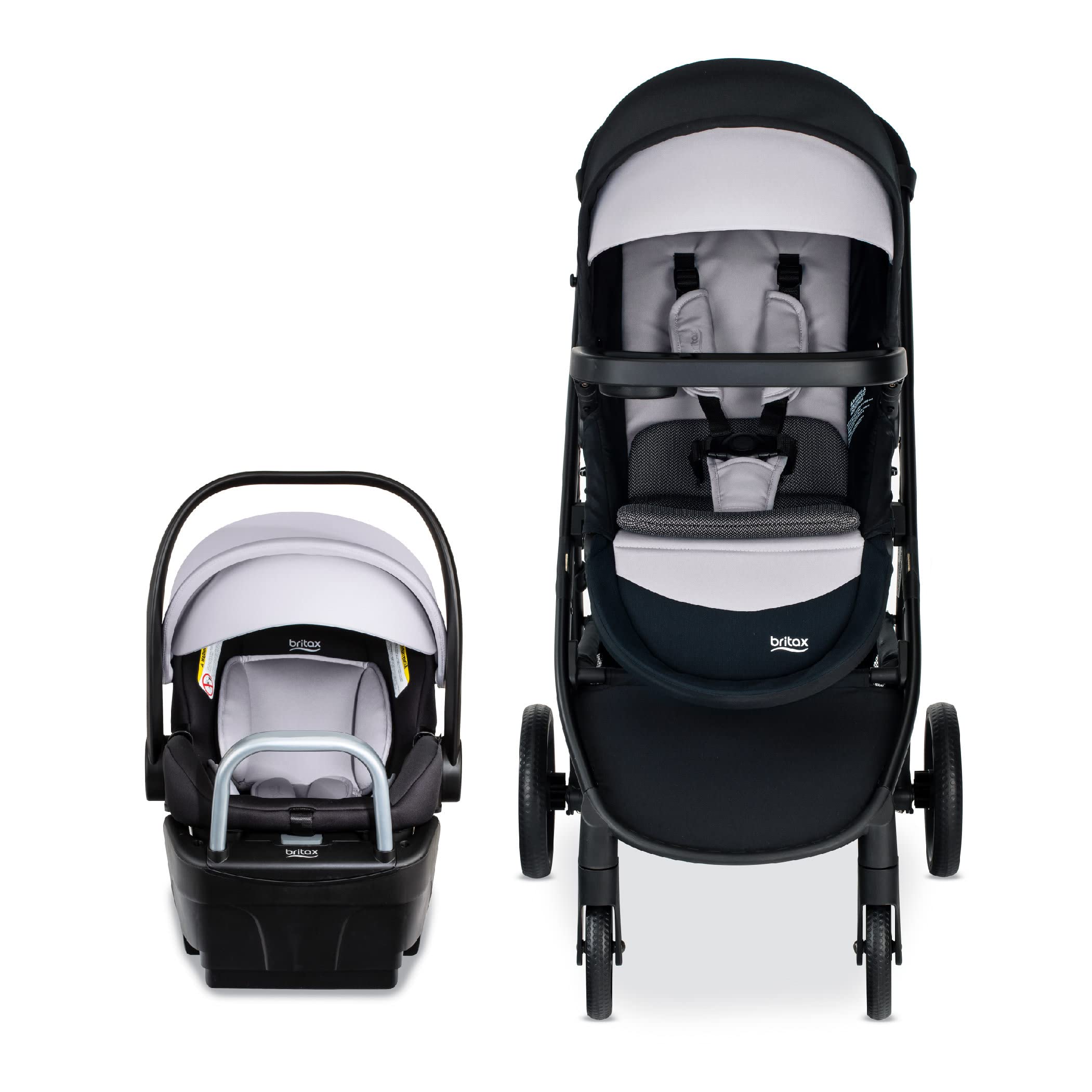 Britax Willow Brook S+ Baby Travel System, Infant Car Seat and Stroller Combo with Alpine Base, ClickTight Technology, SafeWash Insert and Cover, Glacier Onyx