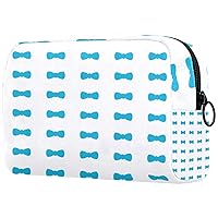 Blue Bow Cosmetic Travel Bag Large Capacity Reusable Makeup Pouch Toiletry Bag for Teen Girls Women 18.5x7.5x13cm/7.3x3x5.1in