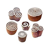 Artisan Print Stamps Trendy Spiral Round Pattern Wood Blocks (Set of 6)