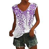 Plus Size Shirts for Women Short Sleeve V Neck Tops Floral Print Pullover T Shirt Summer Basic Cap Sleeve Tee Blouses
