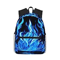 Indigo Flame Print Unisex Backpack Double Shoulder Daypack,Lightweight Bag Casual Bag Travel Rucksack