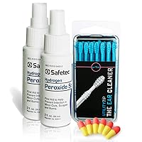 Master Ear Cleaning Kit | New All-In-One Reusable Ear Wax Remover Kits | Contains 2 Hydrogen Peroxide Travel Sprays, 10 Re-Usable Spiral Ear Cleaner Tips and 3 Sets of Ear Plugs | Complete