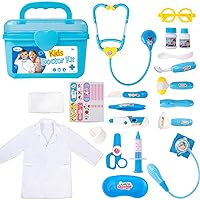 Toy Doctor Kit for Toddlers 3-5 Years Old Boys Girls, 30 Pcs Kids Doctor Playset Gift, Pretend Play Medical Set with Stethoscope, Doctor Role Play Dress Up Costume