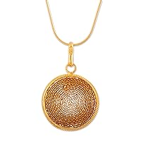 NOVICA Handmade 21k Gold Plated Filigree Necklace Pendant Peru 'Coricancha'