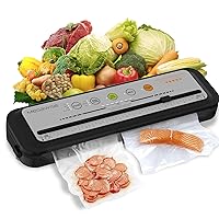 2023 Updated Vacuum Sealer Machine, MEGAWISE Food Sealer w/Starter Kit, Dry & Moist Food Modes, Compact Design with 10 Vacuum Bags & Bulit-in Cutter(Grey)