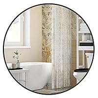 SONGMICS Round Mirror, Bathroom Mirror for Wall, 24 Inches, Metal Frame, Easy to Install, for Bathroom, Living Room, Bedroom, Entryway, Hallway, Ink Black ULWM102B01