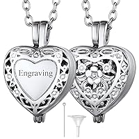 FaithHeart Personalized Custom Human Ash Necklace Heart Lockets, Cremation Urn Pendant Jewelry for Women, Stainless Steel Dog Ashes Vial for Man