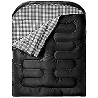 MEREZA Flannel Double Sleeping Bags for Adults,XL Queen Size Sleeping Bag for Camping Mens 2 Person Sleeping Bags for Cold Weather & Warm Two Person Sleeping Bag Hiking Backpacking