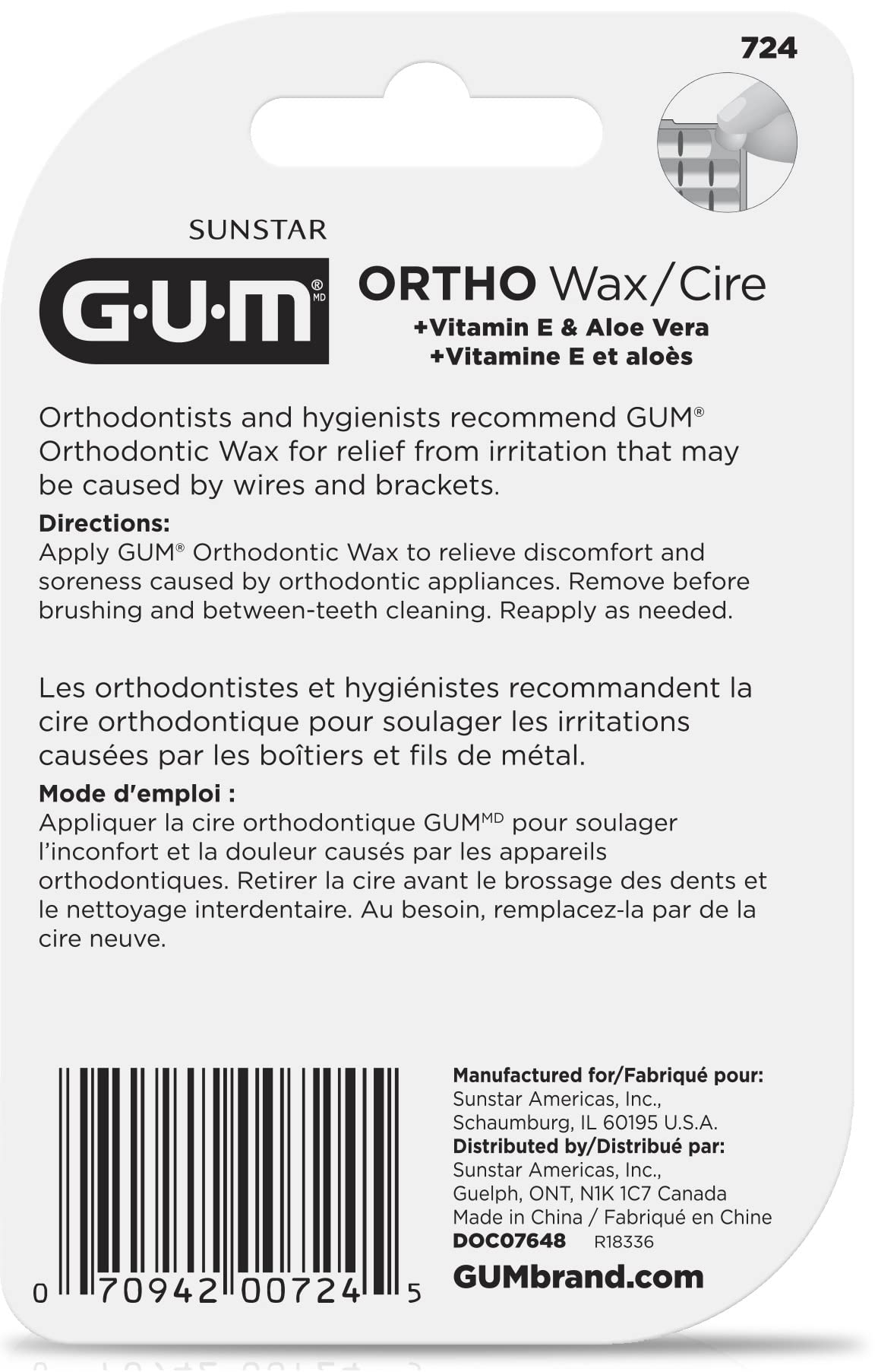 GUM-724RQD Orthodontic Wax, Mint with Vitamin E and Aloe Vera