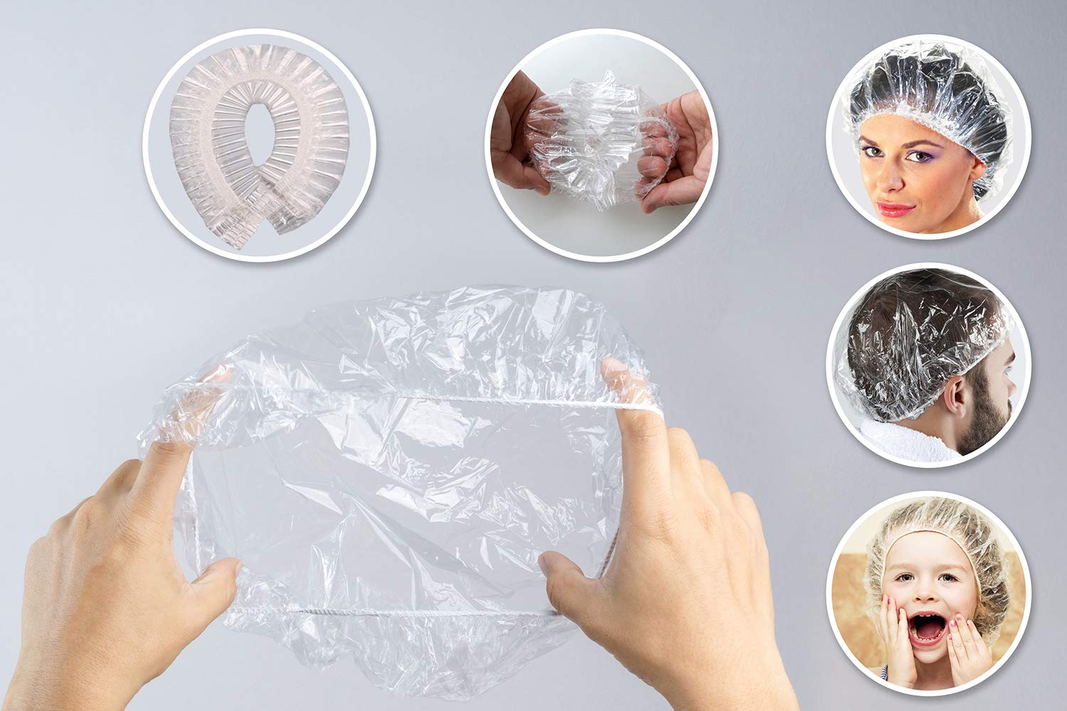 Cheap 100Pcs Disposable Shower Bath Cap Plastic Waterproof Woman Head Hair  Cover Bathing Hat Plastic | Joom