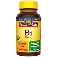 Vitamin B1 100 mg, Dietary Supplement for Energy Metabolism Support, 100 Tablets, 100 Day Supply