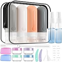 19 Pack Leak Proof Silicone Travel Bottles Set, TSA Approved Containers for Toiletries, Travel Size Accessories and Shampoo Conditioner Bottles with Toiletry Bag