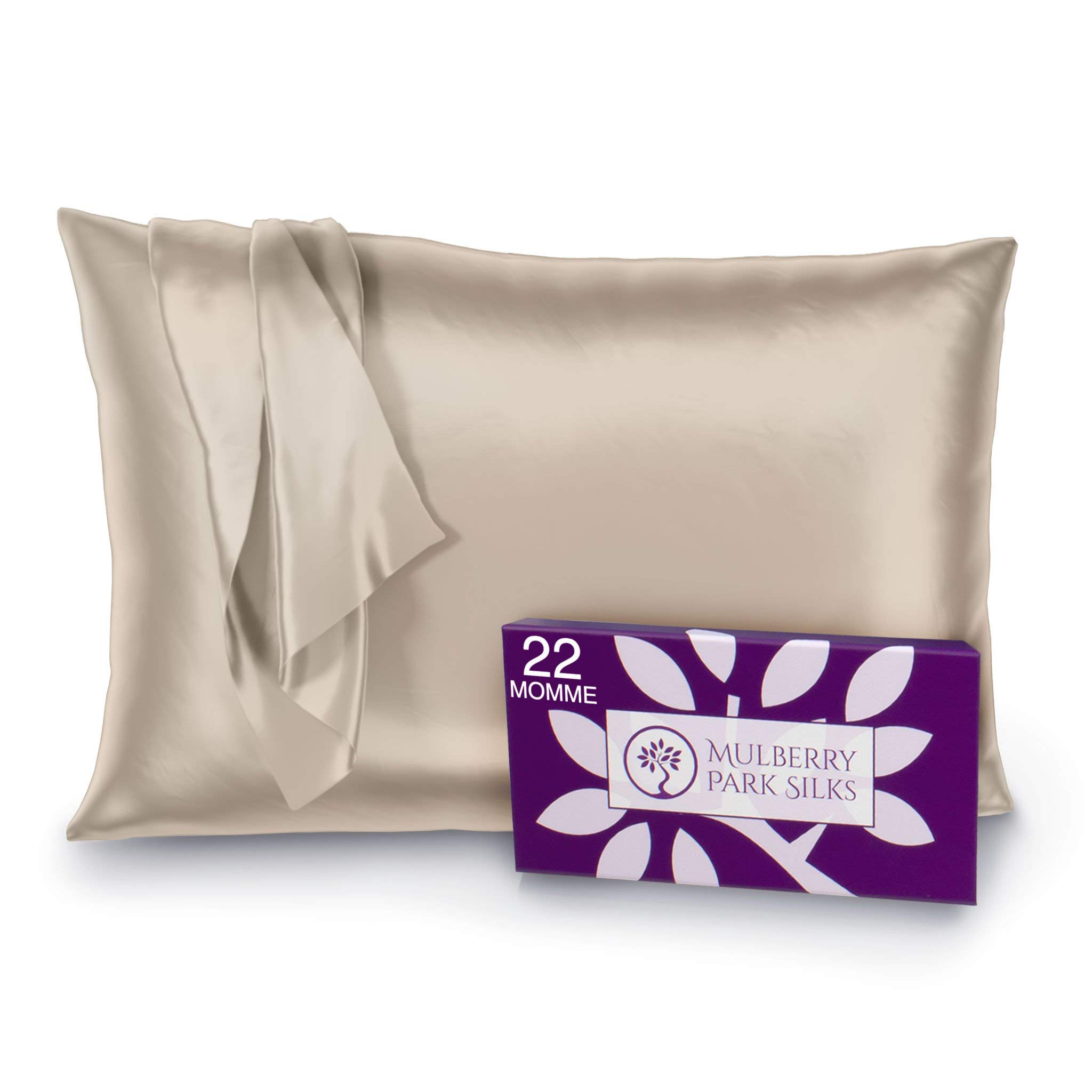Mulberry Park - 22 Momme Silk Pillowcase - Prevents Bed Head, Tames Frizz, Moisturizes Skin, Minimizes Sleep Lines and Helps with Wrinkles - Highes...