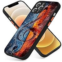 Musical Case for iPhone 12 Pro Max Case, Musical Note Pattern Print Design Girl Women with Tempered Glass Back and Soft TPU Bumper Case Cover for iPhone 12 Pro Max 6.7 Inch