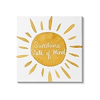 Stupell Industries Sunshine State of Mind Phrase Big Bold Sun, Designed by Lucille Price Canvas Wall Art, 36 x 36, Yellow