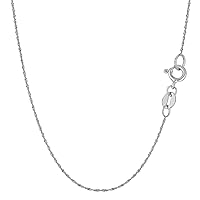 Jewelry Affairs 10k White Gold Singapore Chain Necklace, 0.8mm