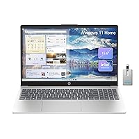 HP Laptops 15.6 inch HD Display, Windows 11 Laptop Computer for Students and Business, Intel Quad-Core Pentium N200 (Beat i5-8250U), 16GB RAM, 128GB Storage, Natural Silver,Alpacatec 32GB USB Card