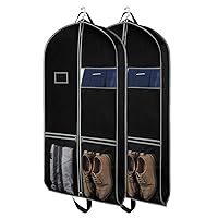 Zilink Garment Bag Suit Bags for Travel and Storage 43 inches Gusseted Suit Cover Protector for with 2 Large Pockets and 2 Carry Handles for Suit Coat, Dress, Set of 2