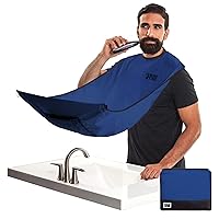 Beard King Beard Bib Apron - Shaving Set for Dad - As Seen on Shark Tank - Men's Hair Catcher for Shaving - Grooming Accessories - Packing Pouchl, Blue