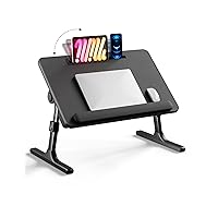 Laptop Bed Tray Desk,EWX Upgrade Lap Desk for Bed with Adjustable Angled Tablet Slot,Foldable Table with Storage Drawer for Eating Breakfast,Reading,Working,Studying,Gaming,Drawing