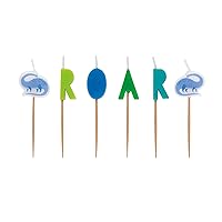 Unique Blue & Green Dinosaur Pick Birthday Candles (6 Pcs) - Assorted Colors, Perfect for Dino-Themed Celebrations and Events