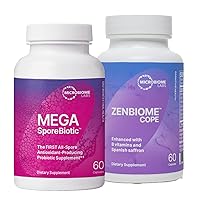 Microbiome Labs Brain Health Support Probiotic Bundle - MegaSporeBiotic Spore Based Probiotic (60 Capsules) with Zenbiome (60 Capsules) Mood Probiotic Support for Occasional Stress Coping