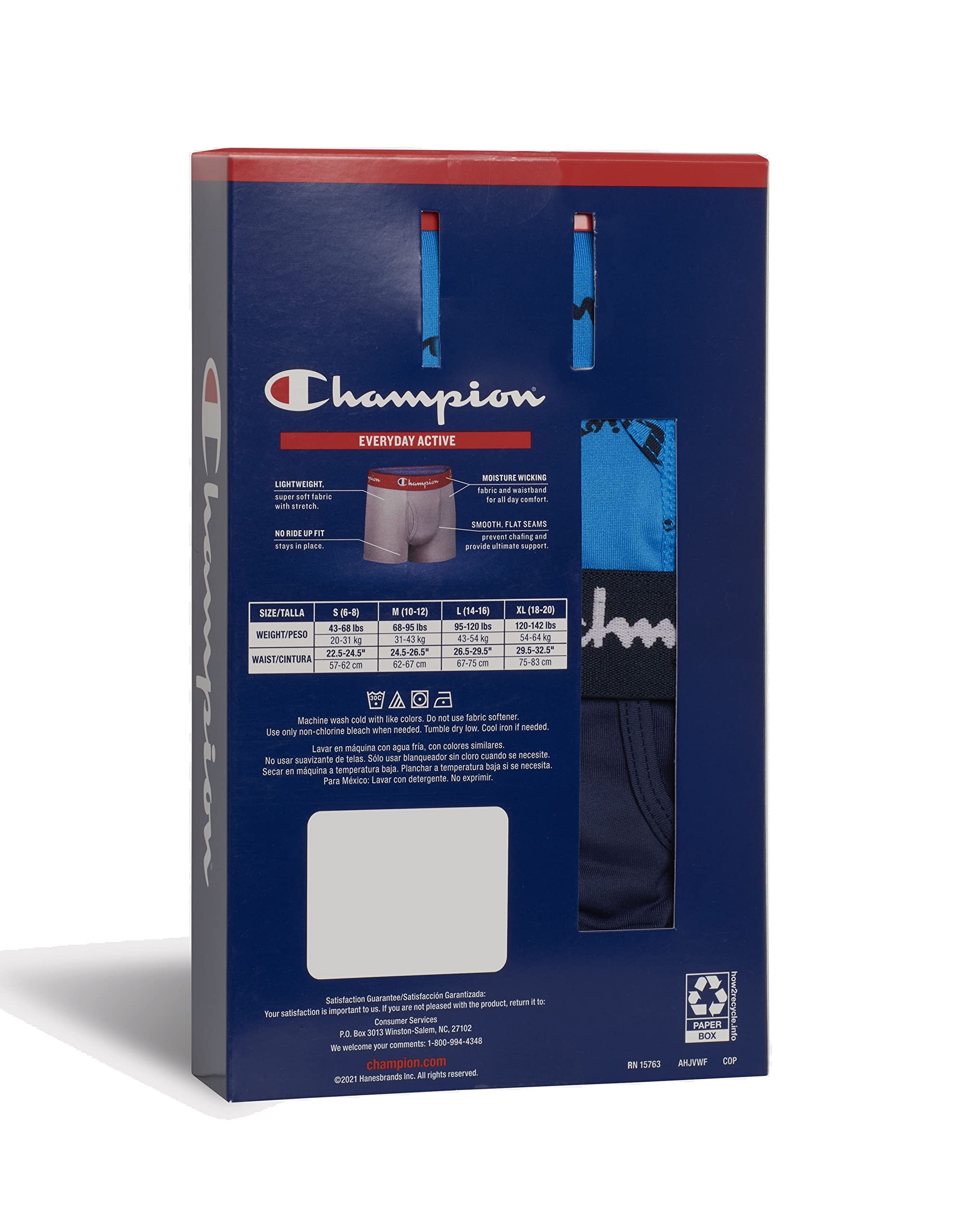 Champion Boys' Underwear, Everyday Active Stretch Boxer Briefs, Assorted 4-Pack