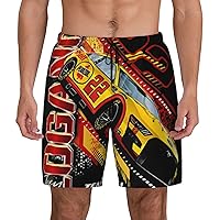 Joey Logano 22 Mens Swim Trunks Inseam Board Shorts Beach Swimwear Bathing Suit with Compression Liner and Pockets
