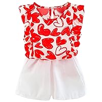 Baby Girl Clothes Summer Cartoon Letter Print Ruffled Short Sleeve T Shirts Tops with Shorts 2PCS Outfits Set