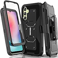 Aegis Series Case for Samsung Galaxy A24, Full-Body Rugged Swivel Belt-Clip Holster Dual Layer Cover, Stand with Built-in Screen Protector, Black
