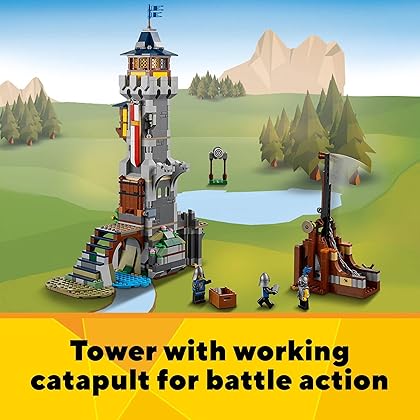 LEGO Creator 3in1 Medieval Castle Toy to Tower or Marketplace 31120, with Skeleton, Dragon Figure, 3 Minifigures and Catapult