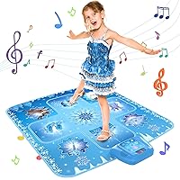 GirlsHome Dance Mat - Snow Themed Toys for Girls Electronic Dance Pad with 5 Game Modes, Built-in Music, Touch Sensitive Light Up LED Kids Musical Mat, Christmas & Birthday Gift for Girls 3-12